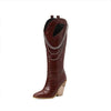 Women's Knee-High Boots with Metal Chain Decoration 13754255C