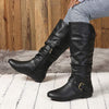 Women's Vintage Pull-On Buckle Strap Long Boots 18902503C