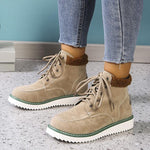 Women's Vintage Suede Lace-Up Flat Ankle Boots 54051609S