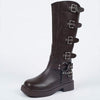 Women's Vintage Buckle Strap Knee-High Riding Boots 90530456C