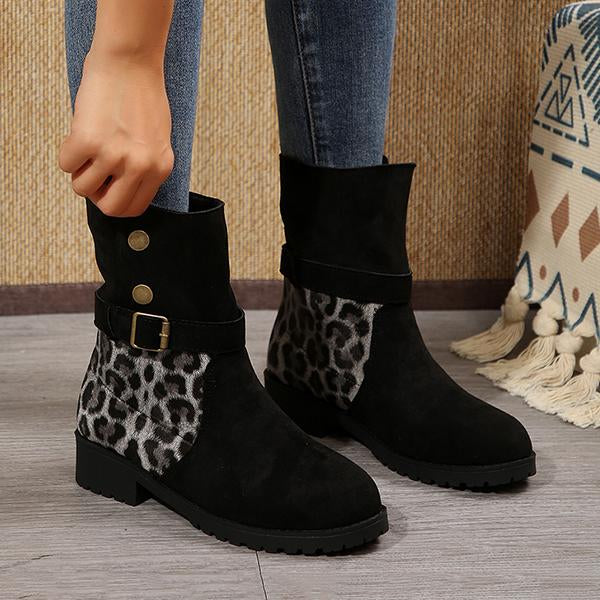 Women's Casual Leopard Buckle Ankle Boots 51962640S