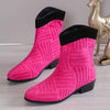 Women's Fashionable Pointed-Toe Color-Block Short Boots 89651378C