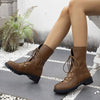 Women's Low Block Heel Lace-Up Fashion Boots 17264567C