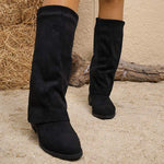 Women's Melard Long Boots with Chunky Heel and Pants Leg Design 07779024C