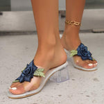 Women's Transparent Rose Crystal High Heel Chunky Sandals 00900889C