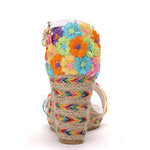 Women's Rainbow Lace Beaded Wedge Sandals 29257354S