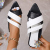 Women's Color Block Pointed Toe Flat Sandals 30100638C