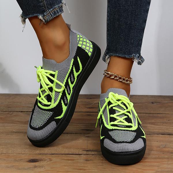Women's Casual Mesh Color Block Lace-up Sneakers 86430593S