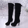 Women's High-Heeled Lace-Up Knee-High Boots 12194319C