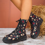 Women's Casual Skull Graffiti Martin Boots 97096208S