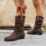 Women's Vintage Slouchy Block-Heel Martin Boots 20793809C