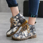 Women's Fashion Retro Lace-Up Floral Martin Boots 36061365S