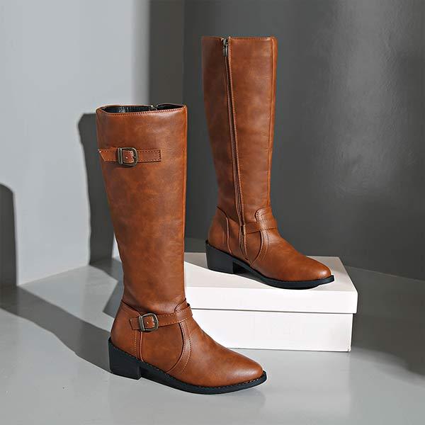 Women's Long Riding Boots with Buckle Strap 07520002C