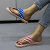 Women's Casual Star Stripe Toe Ring Beach Slippers 15019498S