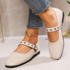 Women's Retro Belt Buckle Flat Shoes 91938190C