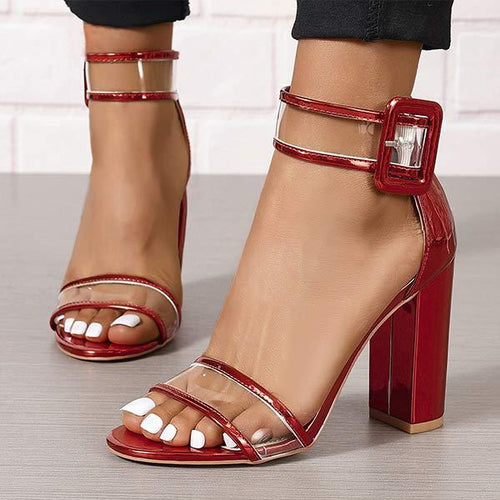 Women's Fashion Transparent Chunky Heel High Heel Sandals 02953148C