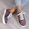 Women's Casual Fashion Printed Lace-Up Canvas Flats 46989564S