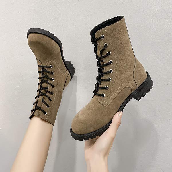 Women's Lace-Up Fur-Lined Warm Combat Boots 89736583C