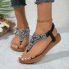 Women's Casual Rhinestone Elastic Strap Roman Sandals 42854420S