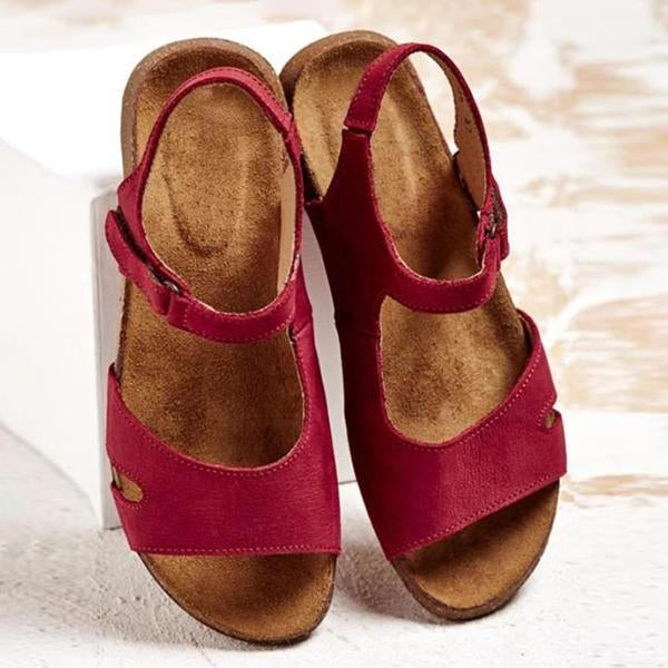 Women's Casual Solid Color Velcro Flat Sandals 31743939C
