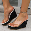Women's Casual Resort Sequined Wedge Slippers 12892150S