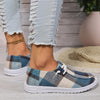 Women's Lace-Up Casual Plaid Flat Canvas Shoes 06532324S