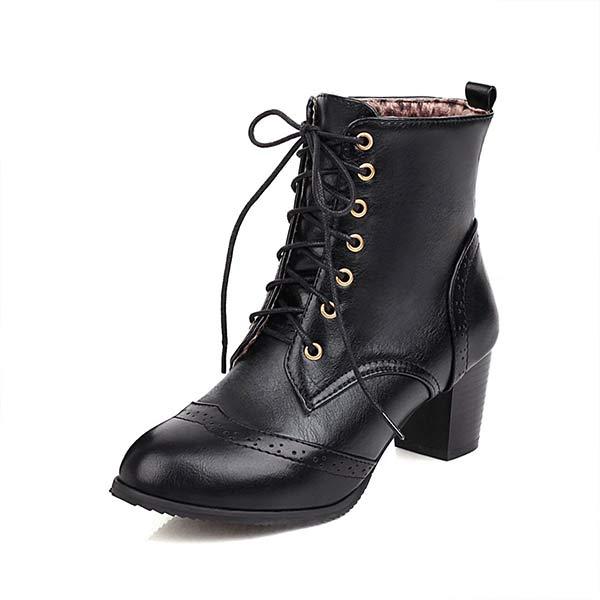 Women's Chunky Heel Lace-Up Combat Boots 44628562C