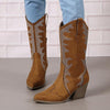 Women's Retro Rhinestone Block Heel Western Boots 35083093S