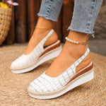 Women's Casual Stone Pattern Elastic Strap Wedge Sandals 61232277S