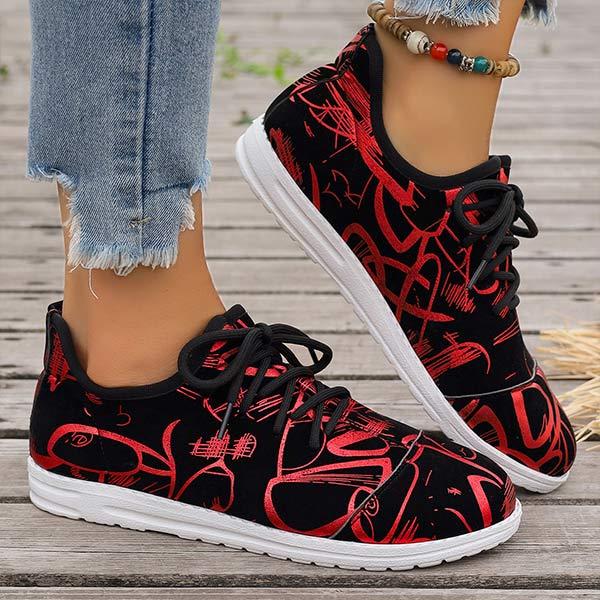 Women's Printed Lightweight Round Toe Slip-on Running Shoes 96772638C