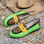 Women's Leopard Print Stitching Flat Casual Loafers 85832308C