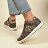 Women's Flat Leopard Print Lace-Up Casual Sneakers 22195217C