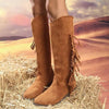 Women's Suede Fringe Knee-High Boots with Block Heel 12780587C