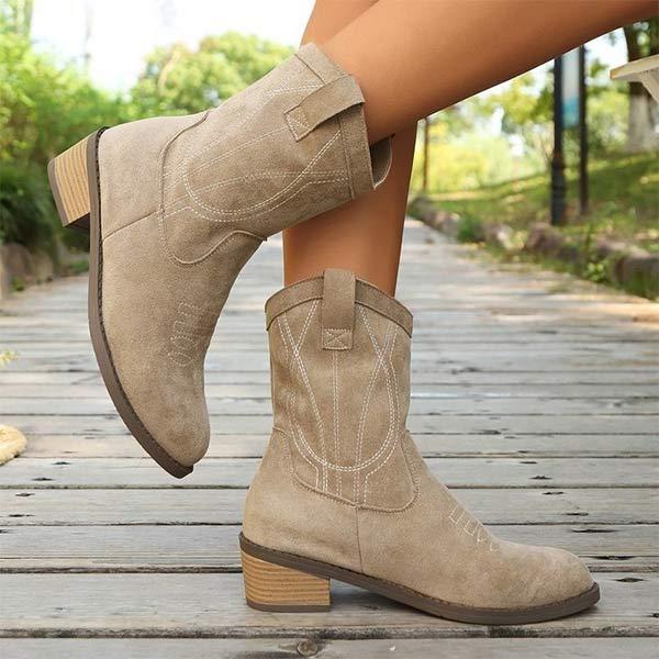 Women's Suede Block Heel Fashion Boots 75719142C