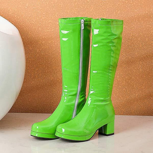 Women's Patent Leather High Boots with Side Zipper – Pole Dance Boots 89435390C