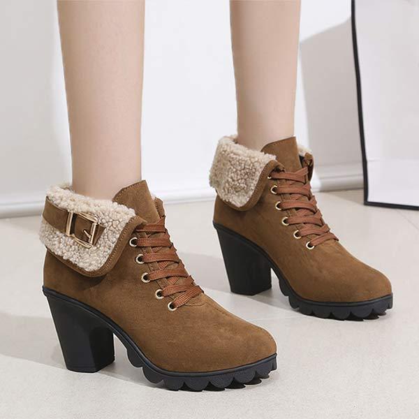 Women's Round-Toe Lace-Up Chunky Heel Martin Boots 44597044C