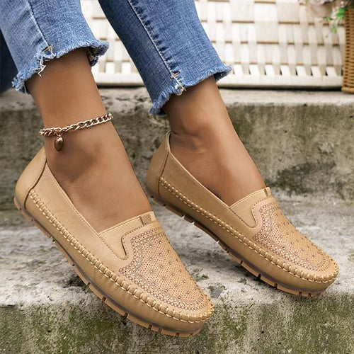 Women's Laser Stitched Retro Soft Flat Loafers 13365746C