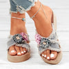 Women's Elegant Camellia Cloth Crossover Slippers 42288426C