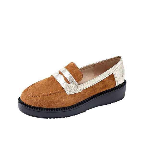 Women's Color Block Thick Sole Round Toe Loafers 12699107C