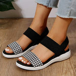Women's Peep Toe Elastic Sandals with Fisherman Design 93336666C