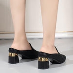 Women's Rhinestone Elegant Block Heel Half Slippers 74333046S