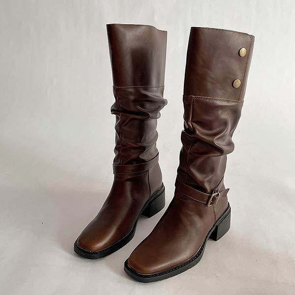 Women's Brown Vintage Over-the-Knee Cowboy Boots 01922049C