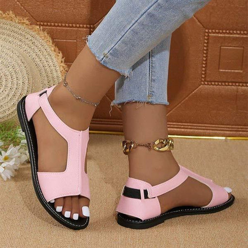 Women's Flat Casual Hollow Fish Mouth Sandals 39153173C