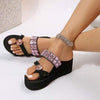 Women's Rhinestone Wedge Thick-soled Fish Mouth Fashion Slippers 64948813C