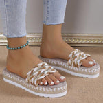 Women's Ethnic Style Thick-Soled Hemp Rope Slippers 56343838S