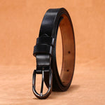 Women's Leather Pin Buckle Solid Color Vintage Belt 95410838C