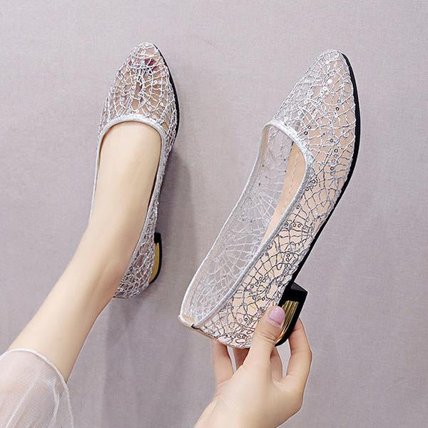 Women's Casual Hollow Lace Pointed Toe Fisherman Shoes 43241101S