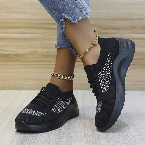 Women's Mesh Rhinestone Flyknit Casual Sneakers 26220509C