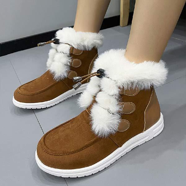 Women's Suede Round-Toe Flat Casual Snow Boots 72199256C