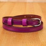 Women's Casual Retro Solid Color Pure Cowhide Thin Belt  25068284C
